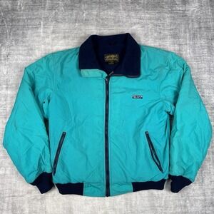 Eddie Bauer Jacket Men XL Blue Bomber Vintage 90s Fleece Lined Outdoors